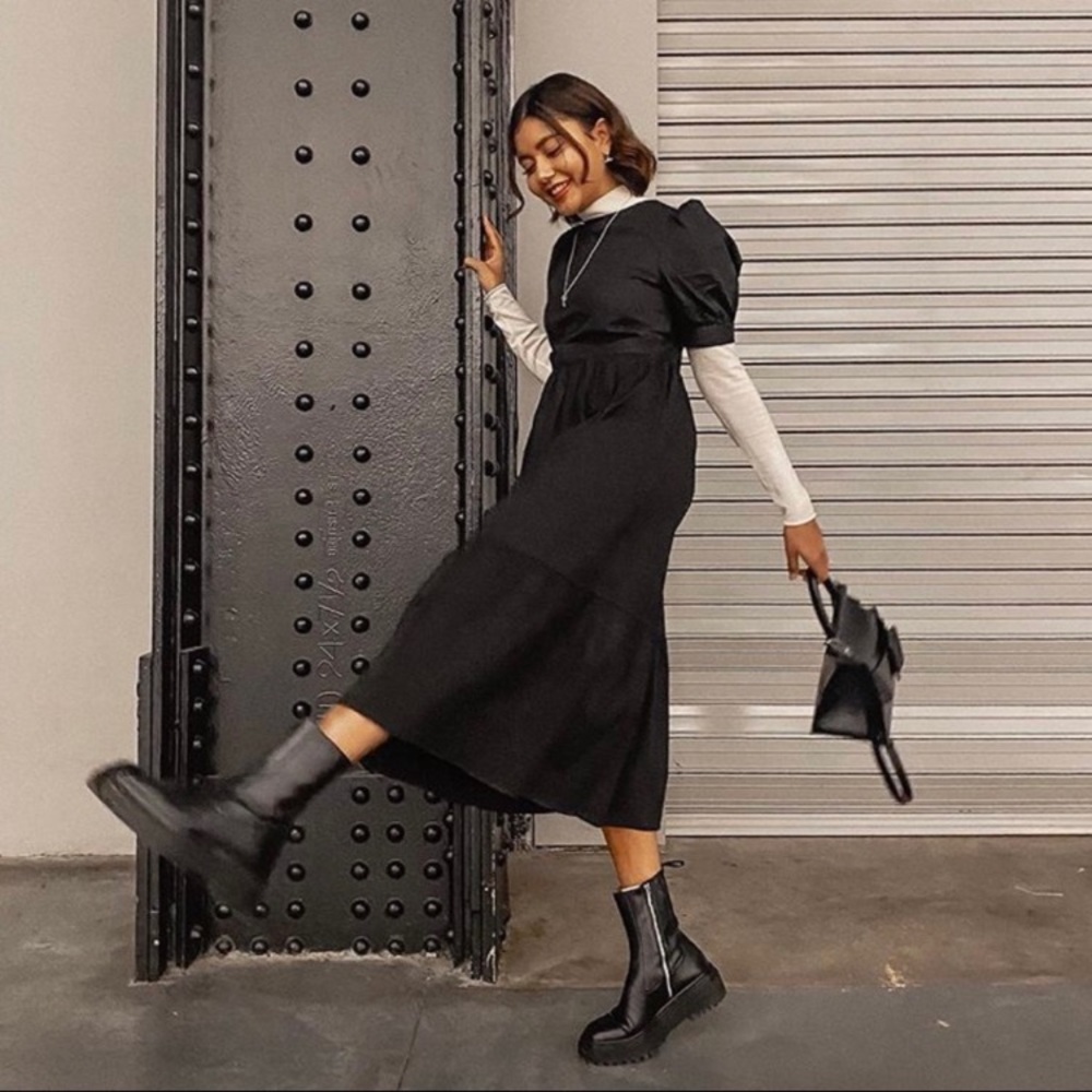 Zara Leather Ankle Boots with Lug Soles - Picture 3 of 16